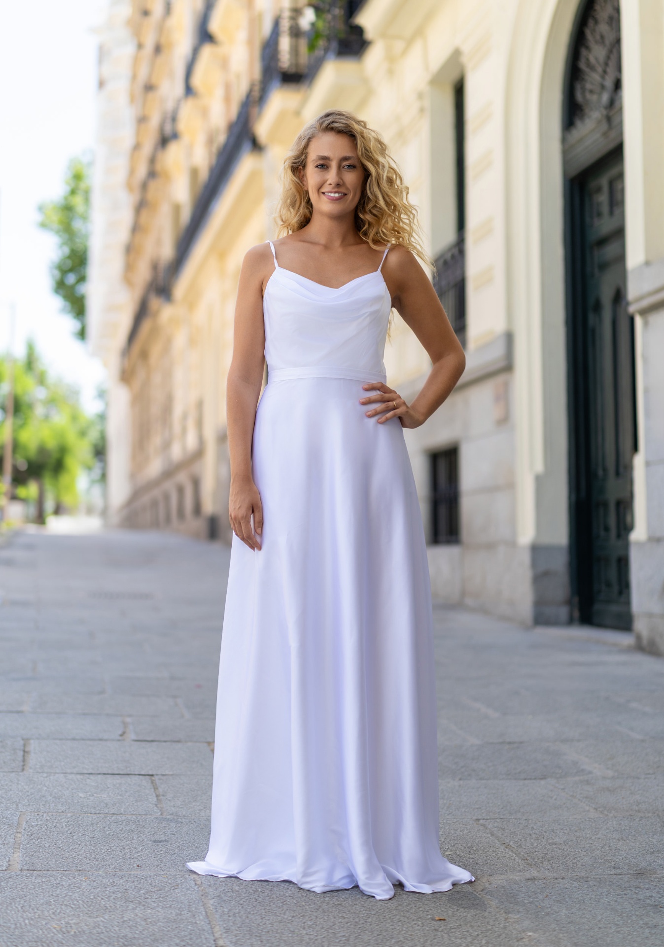 Woman wearing Style 5038 Snow White evening dress